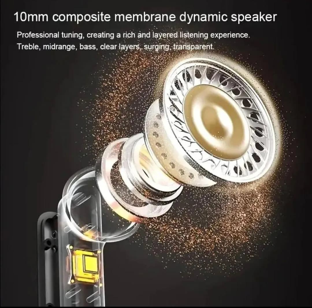 Premium Wireless Earbuds Black yellow Bluetooth 5.3